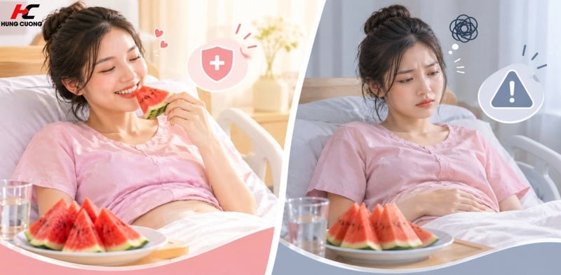 Lợi ích và rủi ro mẹ sinh mổ ăn dưa hấu