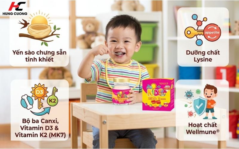 Thành phần nổi bật của nước yến sào Nunest Kid