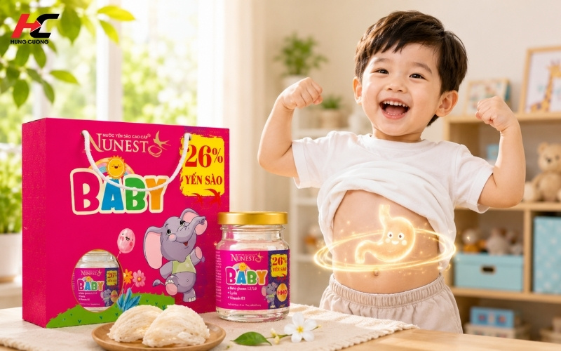 nước yến sào nunest baby HMO cải thiện hệ tiêu hóa cho bé