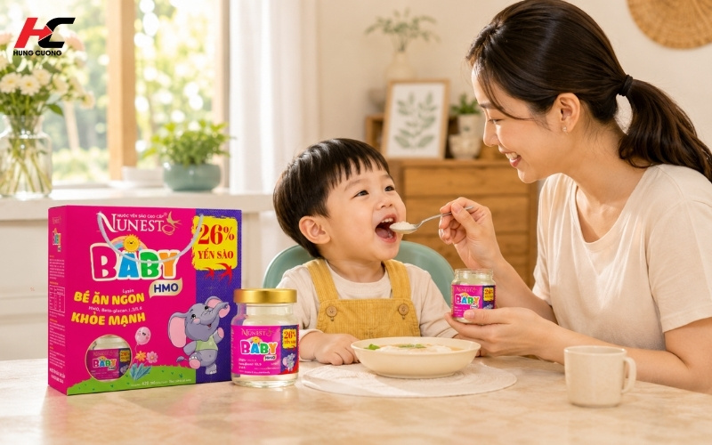 nước yến sào nunest baby HMO là bữa phụ dinh dưỡng tiện lợi cho bé