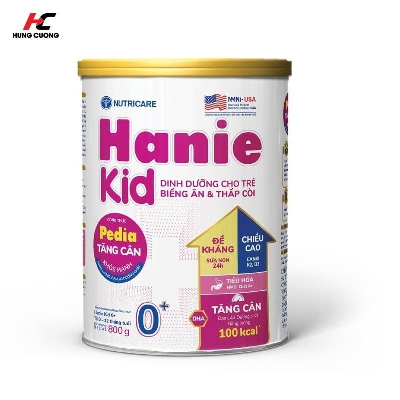 Sữa Hanie Kid giúp bé 0 - 6 tháng tăng cân