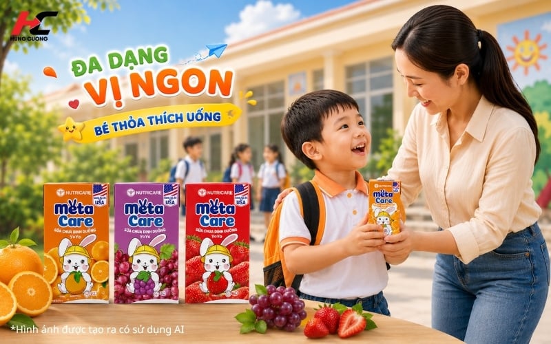 Sữa chua uống Metacare Yoyo nhiều hương vị bé thỏa thích uống khi đến trường