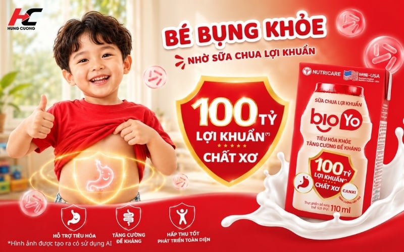 Sữa chua uống Bioyo 100 tỷ lợi khuẩn cho bụng bé khỏe