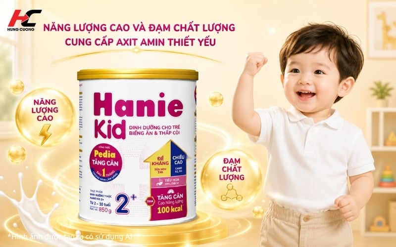 Sữa Hanie Kid chứa năng lượng cao và đạm chất lượng