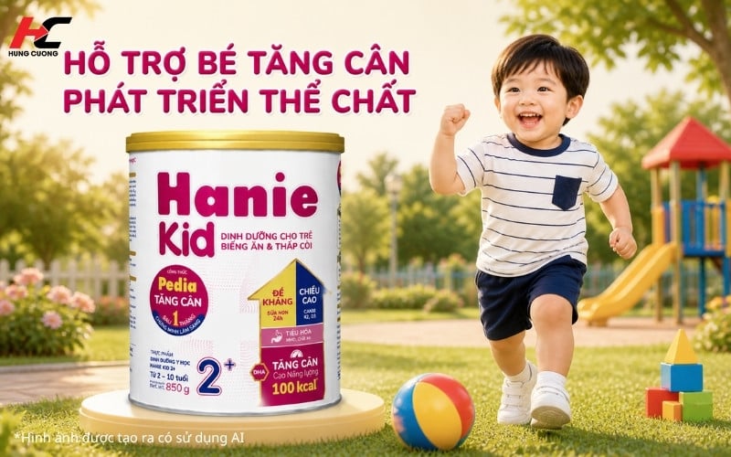 Sữa Hanie Kid hỗ trợ bé tăng cân, thể chất phát triển