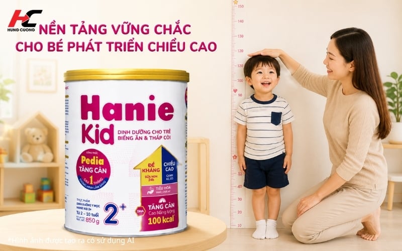 Sữa Hanie Kid tạo nền tảng cho bé phát triển chiều cao