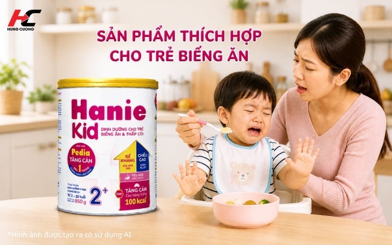 Sữa Hanie Kid thích hợp cho trẻ biếng ăn