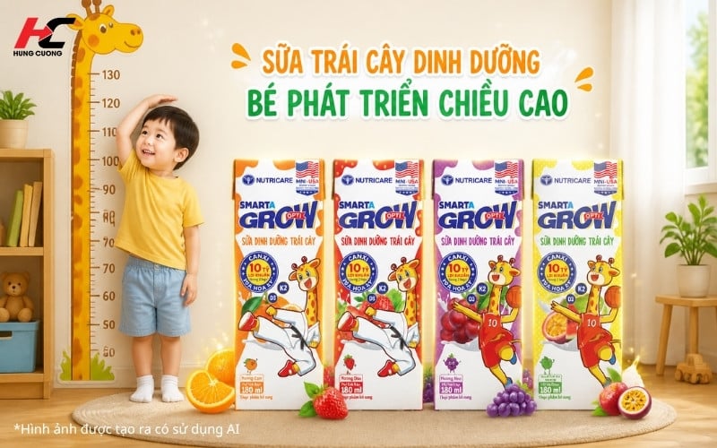 Sữa trái cây Smarta Grow Opti hỗ trợ bé phát triển chiều cao