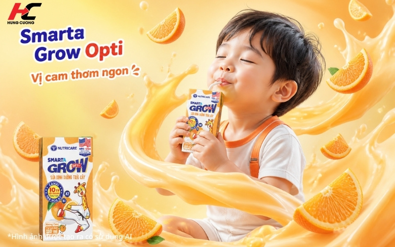 Sữa trái cây Smarta Grow Opti vị cam thơm ngon bé uống
