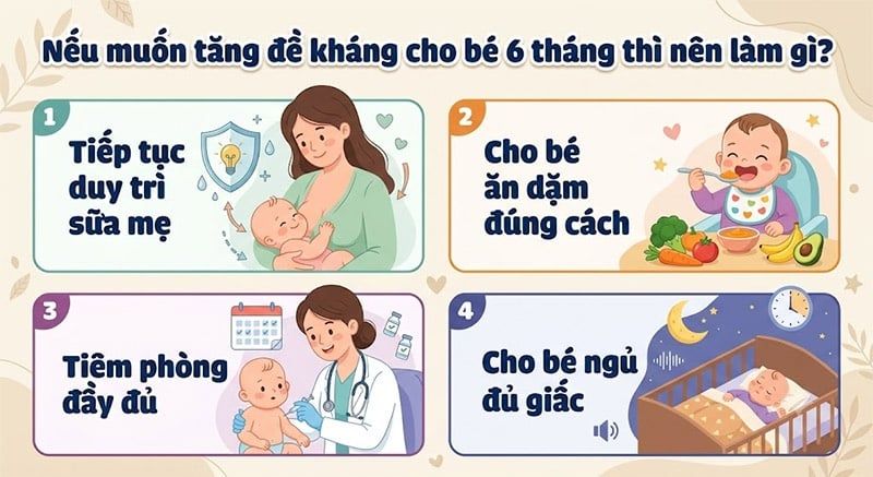 Những lưu ý để tăng đề kháng cho bé 6 tháng