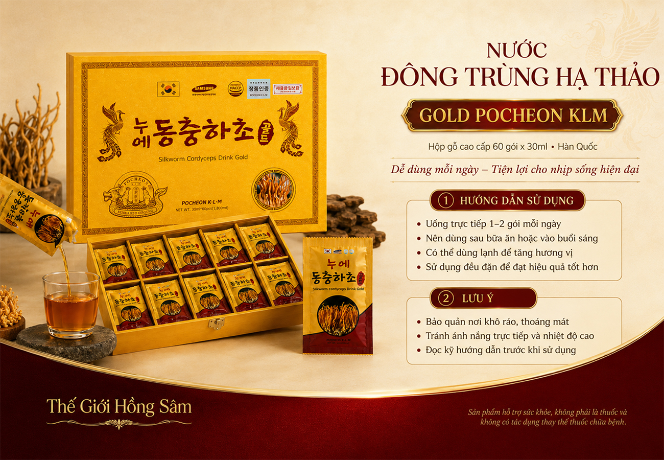 Hương vị Nước Đông Trùng Hạ Thảo Gold Pocheon KLM thơm ngon dễ uống