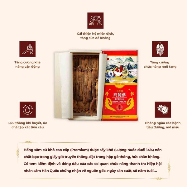 Công dụng của hồng sâm khô Deadong Premium 300g Chính Hãng Hàn Quốc