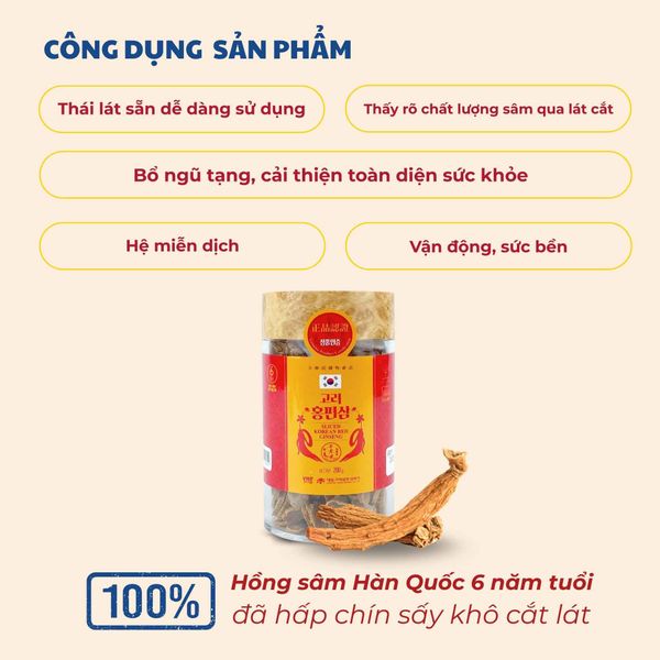 Công dụng của hồng sâm củ khô thái lát Daedong.