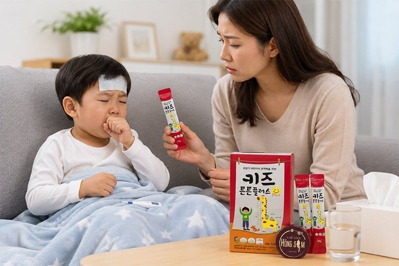 Trẻ đang bị ho không nên sử dụng Hồng Sâm