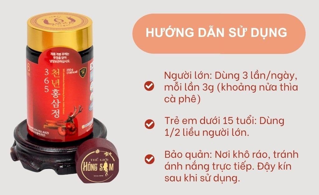 Hướng dẫn sử dụng Cao Hồng Sâm Nhung Hươu Linh Chi 365 Hàn Quốc