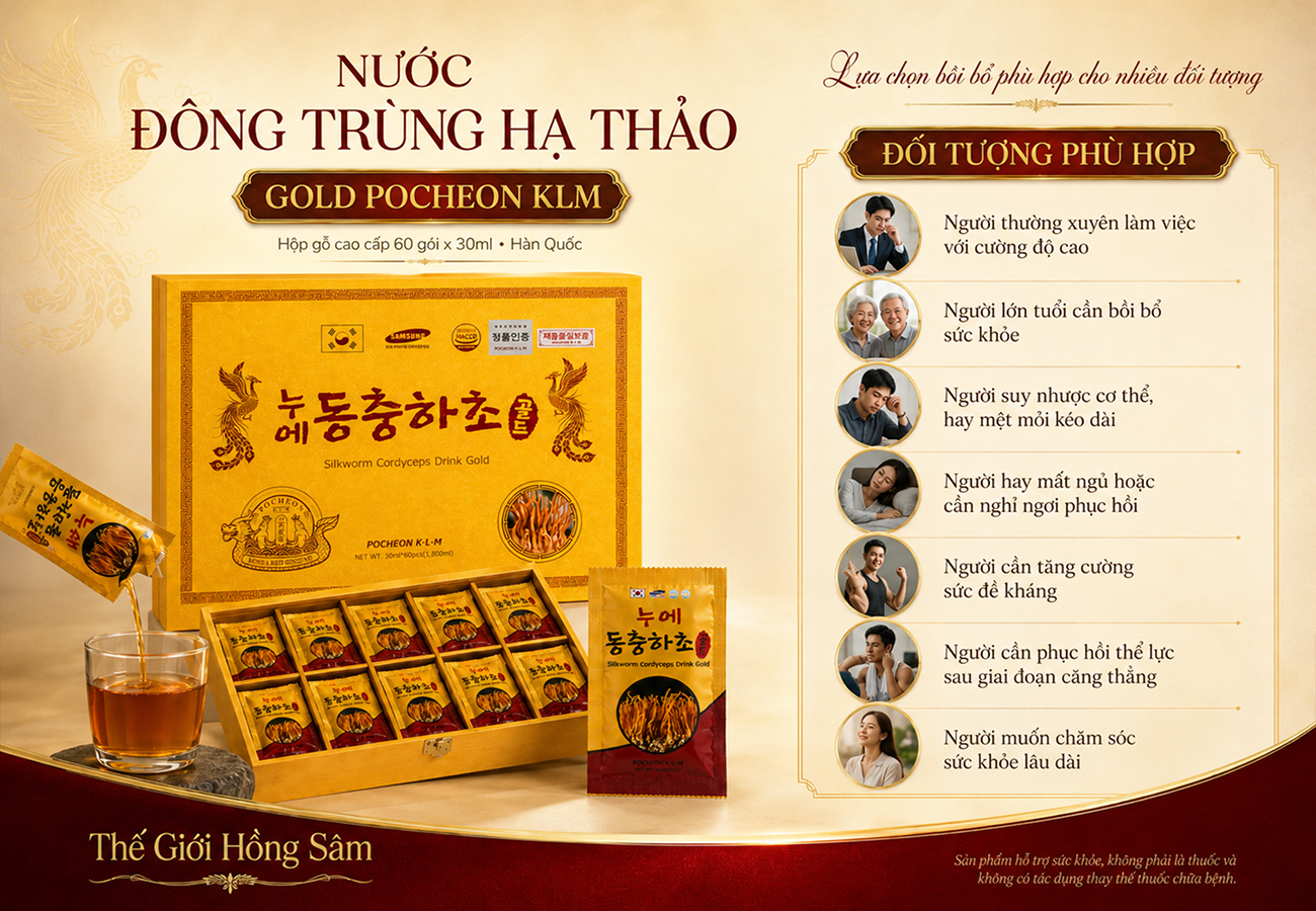 Đối tượng phù hợp dùng Nước Đông Trùng Hạ Thảo Gold Pocheon KLM