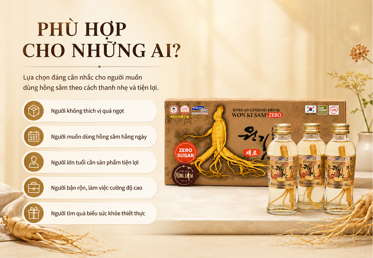 Đối tượng sử dụng nước hồng sâm không đường Won Ki Sam