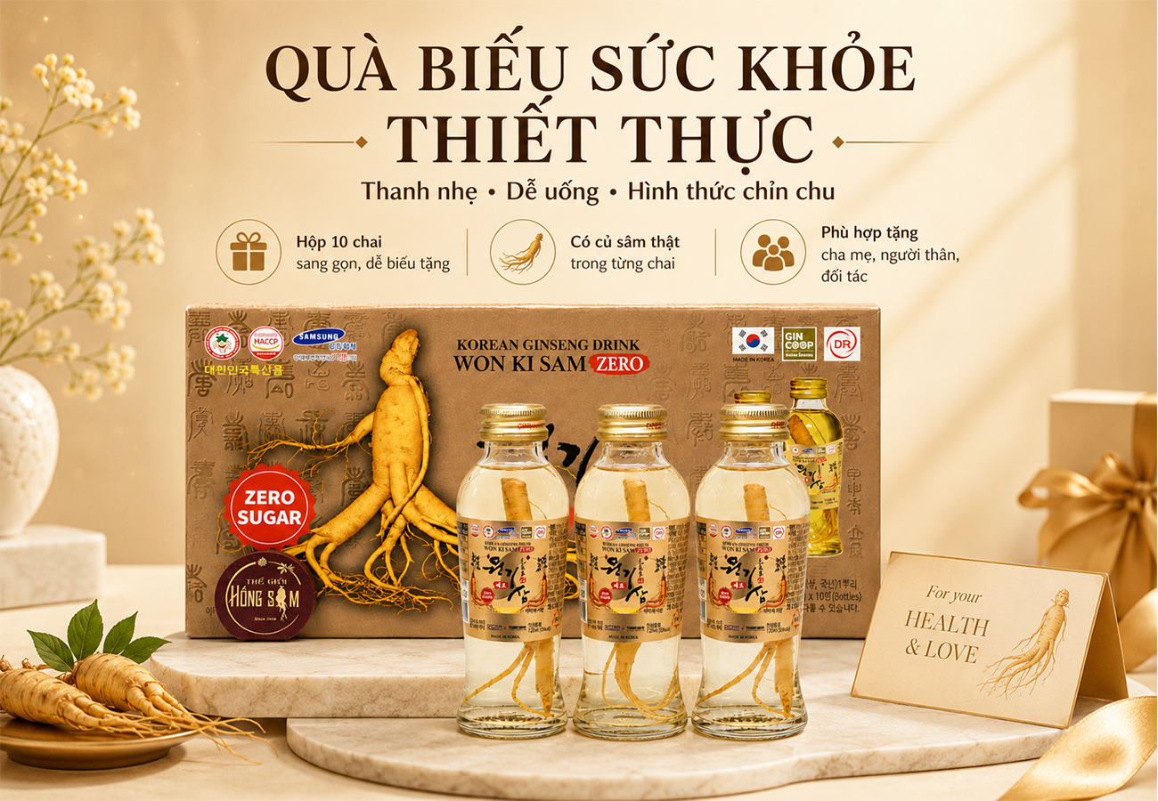 Nước hồng sâm Won Ki Sam phù hợp làm quà biếu sức khỏe