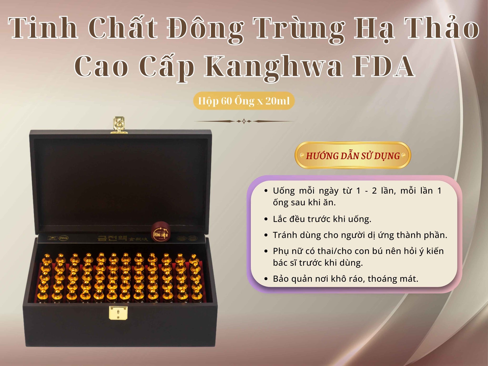 Hướng dẫn sử dụng tinh chất đông trùng hạ thảo Kanghwa.