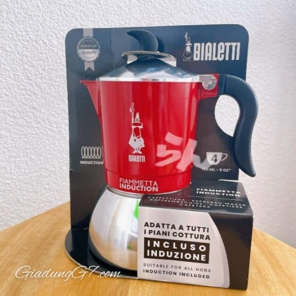 Ấm pha cà phê Bialetti Fiammetta Induction 4 cốc màu đỏ