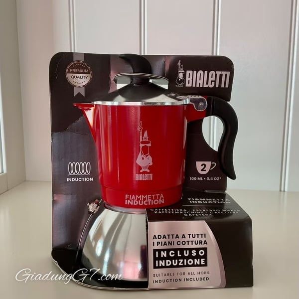 Ấm pha cà phê Bialetti Fiammetta Induction 4 cốc màu đỏ