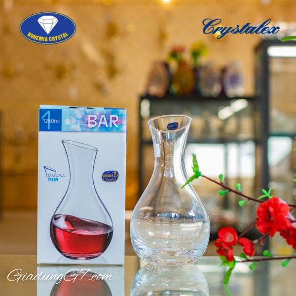 Bình thở rượu vang pha lê Bohemia Crystalex 1250ml 31527 miệng vát – Sang trọng và tinh tế từ pha lê Cộng hòa Séc