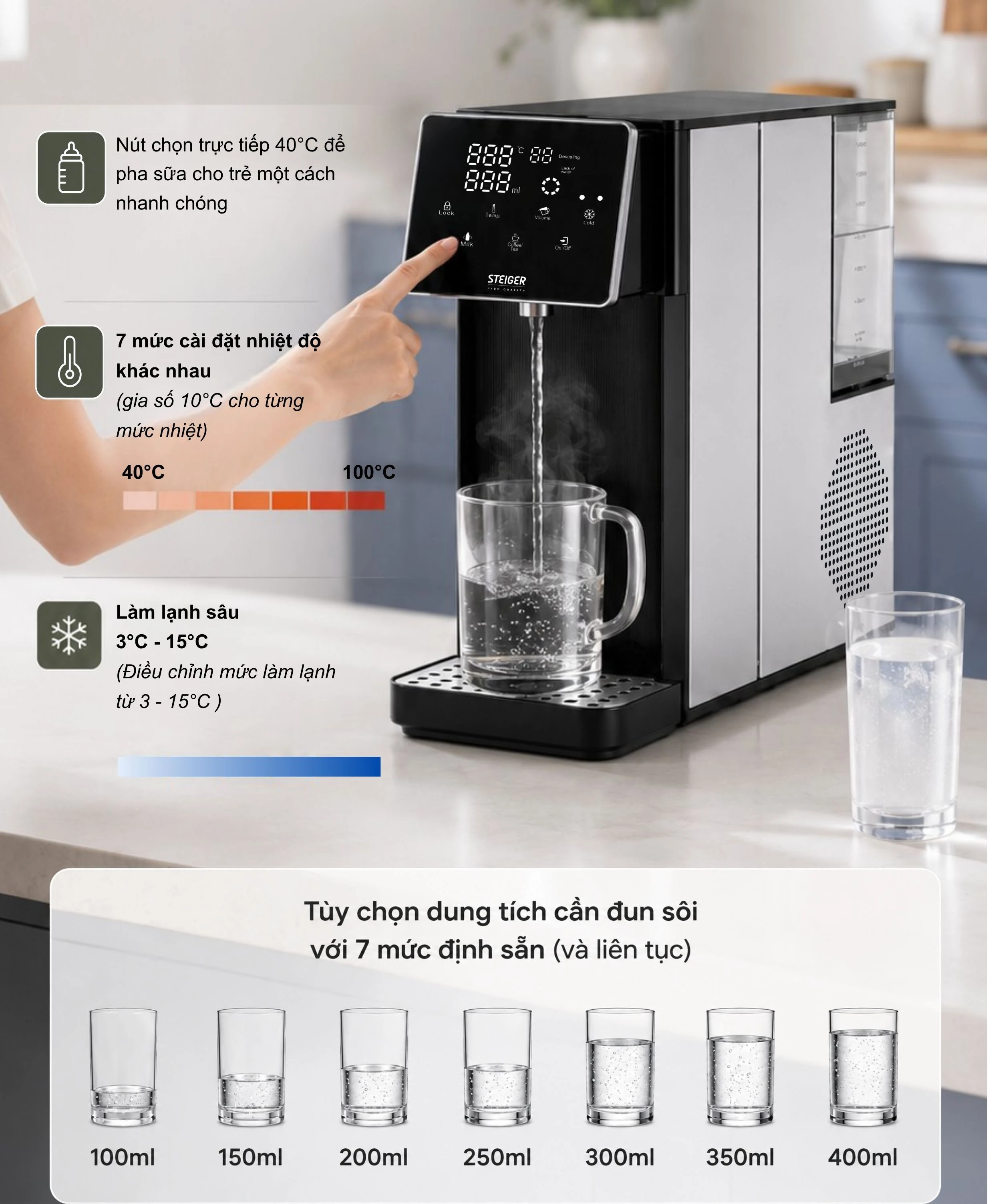 Bình thủy điện nóng lạnh Steiger STG850 HC