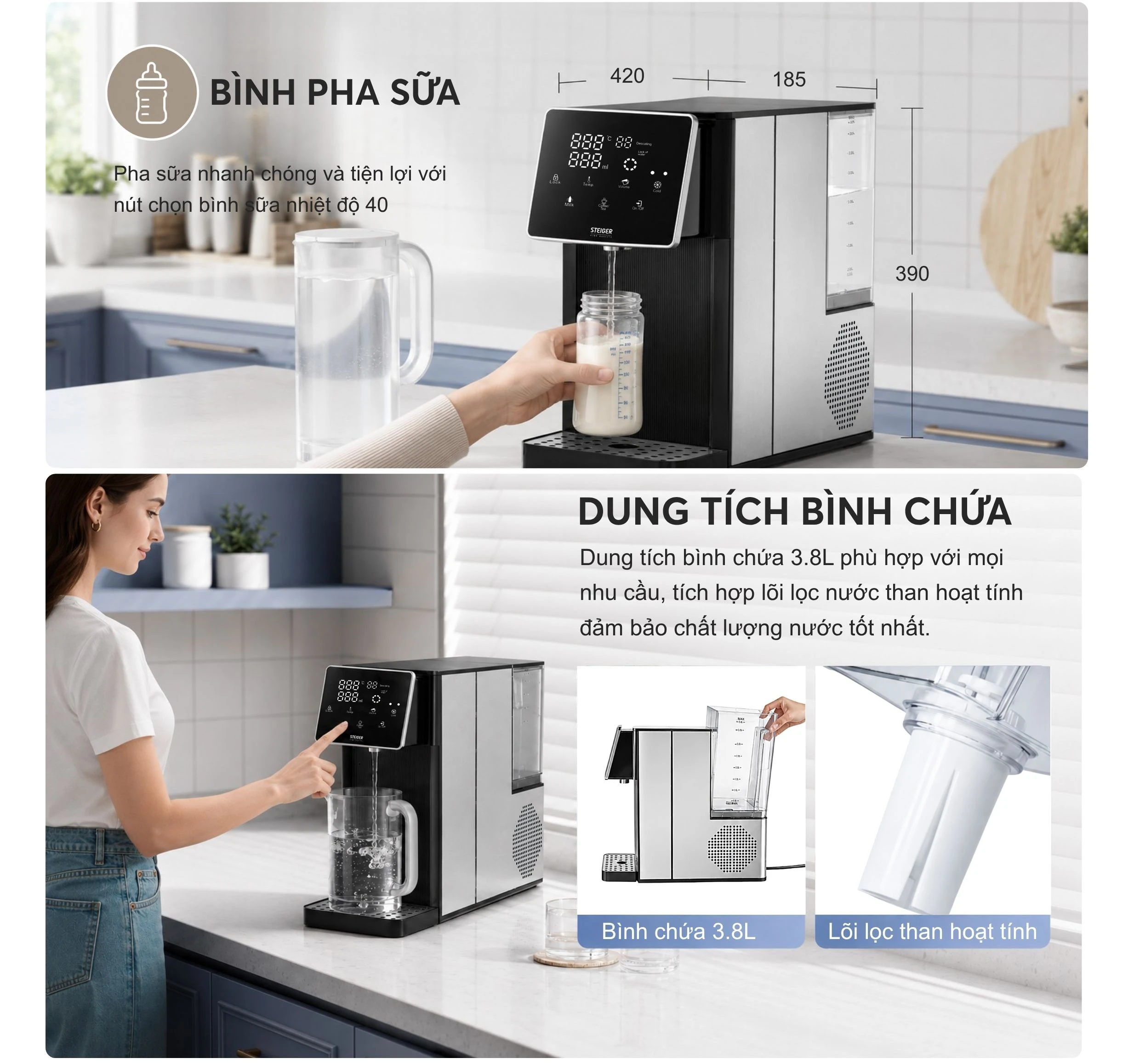 Bình thủy điện nóng lạnh Steiger STG850 HC