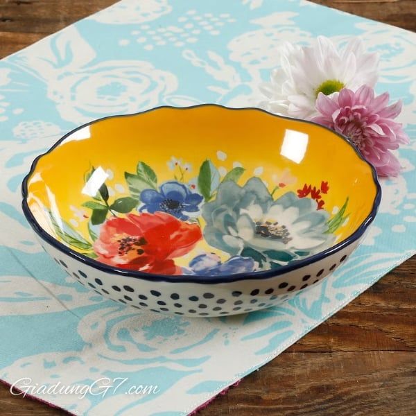 Bộ 4 đĩa Pasta sâu lòng The Pioneer Woman Melody 19.5cm An toàn với máy rửa chén & lò vi sóng