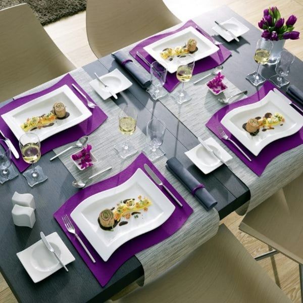 Bộ 8 đĩa Villeroy Boch NewWave 24cm - Đây là một chiếc đĩa có thiết kế hiện đại với hình dạng sóng đặc trưng.