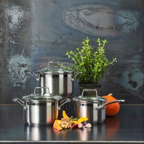 Bộ Nồi Inox Scanpan Impact STS 3 Món 75060020 Thiết kế sang trọng với đáy 3 lớp liền khối, không viền nối