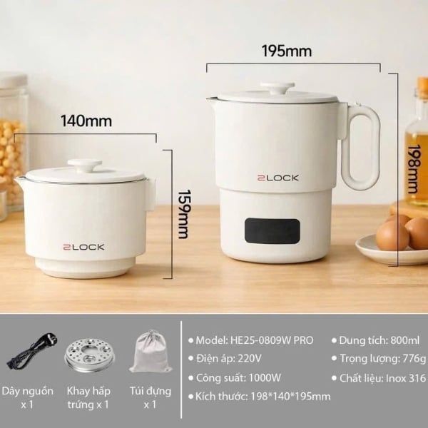 Ấm / ca nấu gấp gọn 2Lock Korea