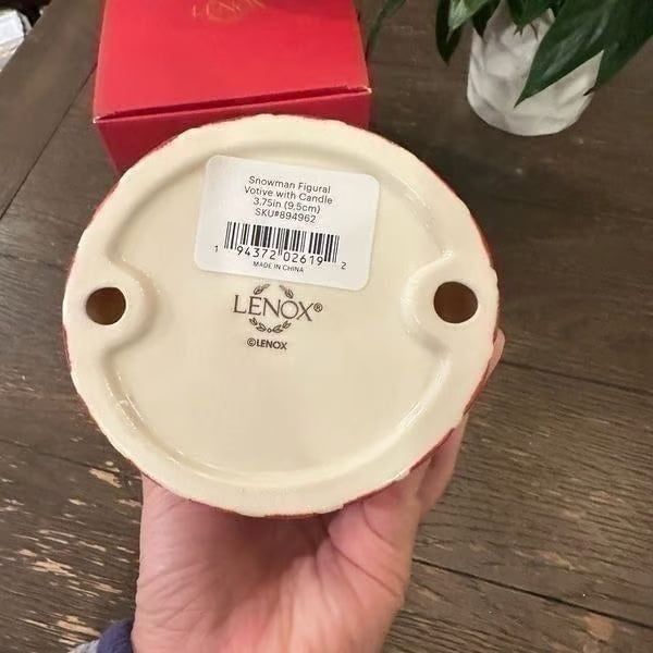 Chân nến Lenox Holiday hình người tuyết & ông già Noel - Nửa người tuyết, nửa người phát sáng,