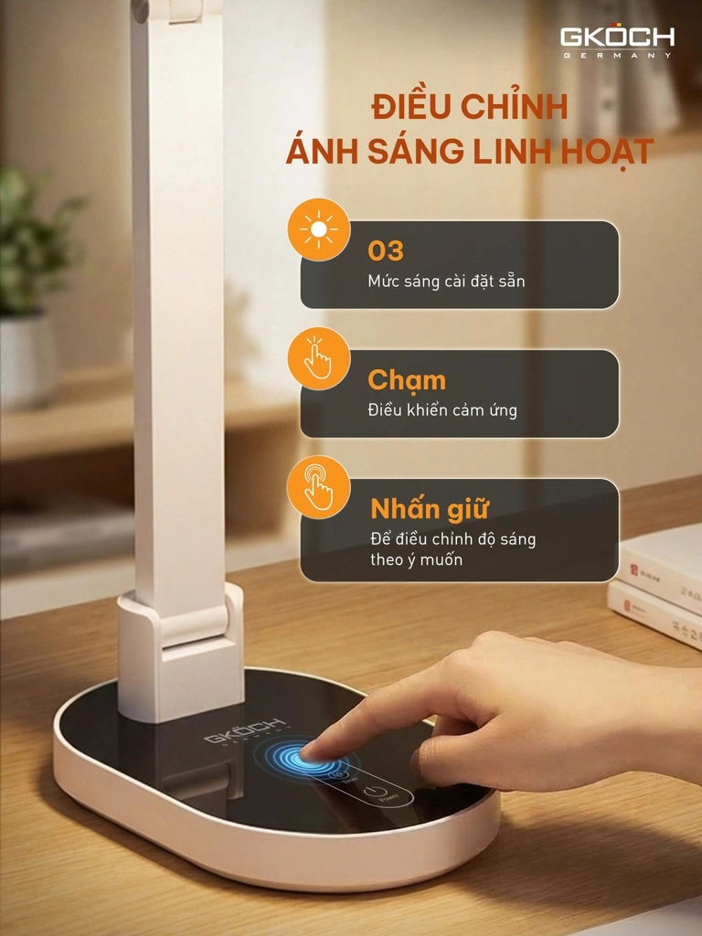 Đèn học chống cận Gkoch YG-8611L Điều khiển cảm ứng và chế độ thông minh