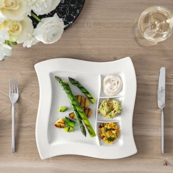Đĩa Villeroy & Boch NewWave 27cm Có thể sử dụng trong lò vi sóng và máy rửa chén.