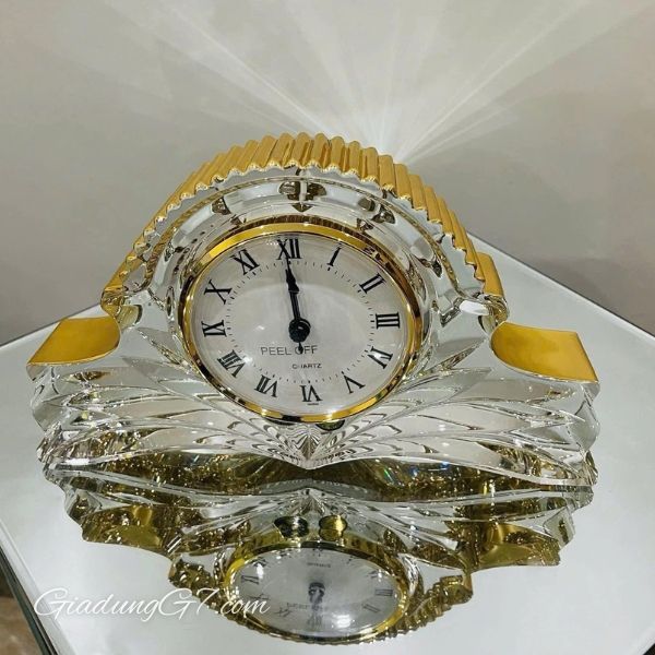Đồng hồ pha lê để bàn Bohemia 27cm làm bằng pha lê chì 24%