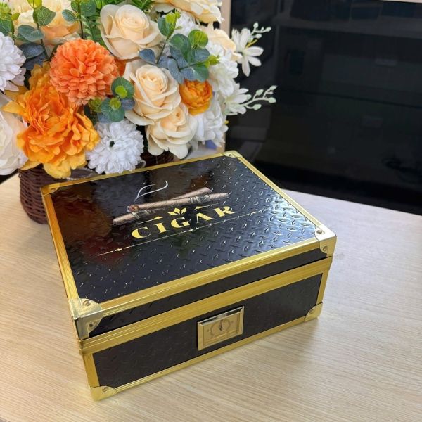 Hộp giữ ẩm cigar Angelo Thiết bị thông minh có đồng hồ đo độ ẩm có thể đọc mà không cần mở hộp giữ ẩm