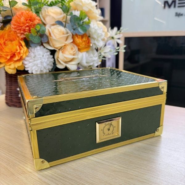 Hộp giữ ẩm cigar Angelo Thiết bị thông minh có đồng hồ đo độ ẩm có thể đọc mà không cần mở hộp giữ ẩm