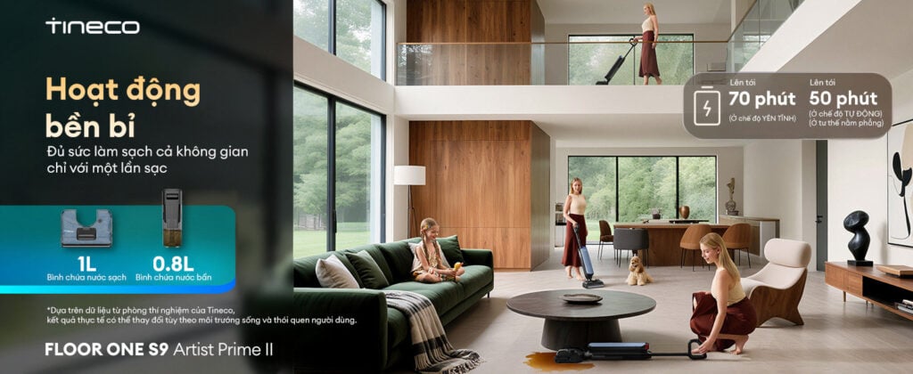 Tineco Floor One S9 Artist Prime 2 - Máy hút bụi lau sàn khô ướt