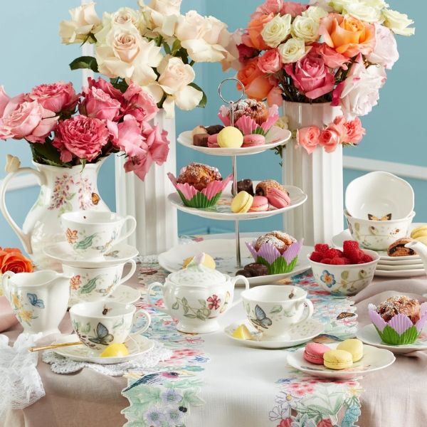 Khay đĩa ba tầng Lenox Butterfly Meadow Được làm bằng sứ trắng Lenox chống sứt mẻ