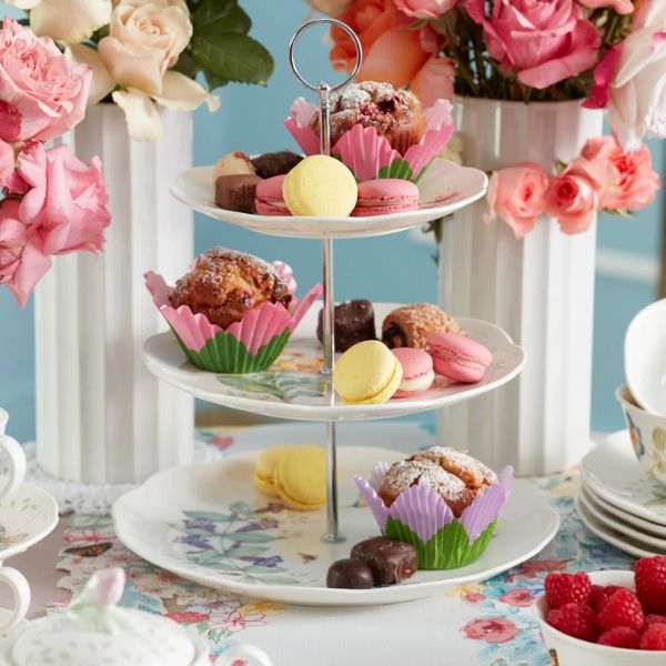 Khay đĩa ba tầng Lenox Butterfly Meadow Được làm bằng sứ trắng Lenox chống sứt mẻ