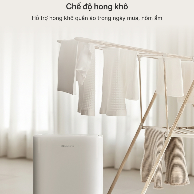 Máy hút ẩm Lumias D6S-12L Độ ồn thấp chỉ 38 dB(A), hoạt động êm ái, không ảnh hưởng đến giấc ngủ hay công việc.
