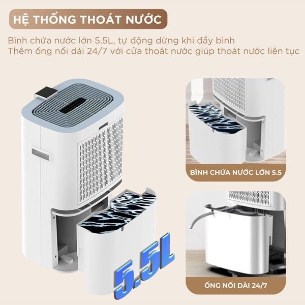 Máy hút ẩm và lọc không khí U Ultty HERCULES (30L/ngày, 125m2) chế độ hút ẩm đa dạng và linh hoạt
