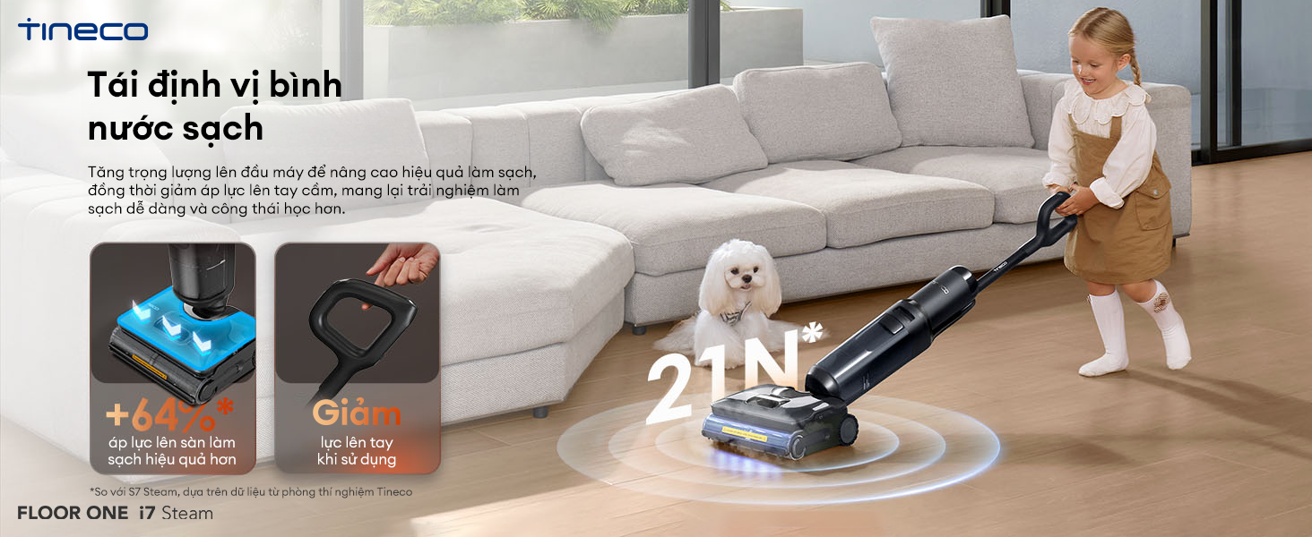 Máy hút bụi lau sàn khô ướt Tineco Floor One i7 Steam