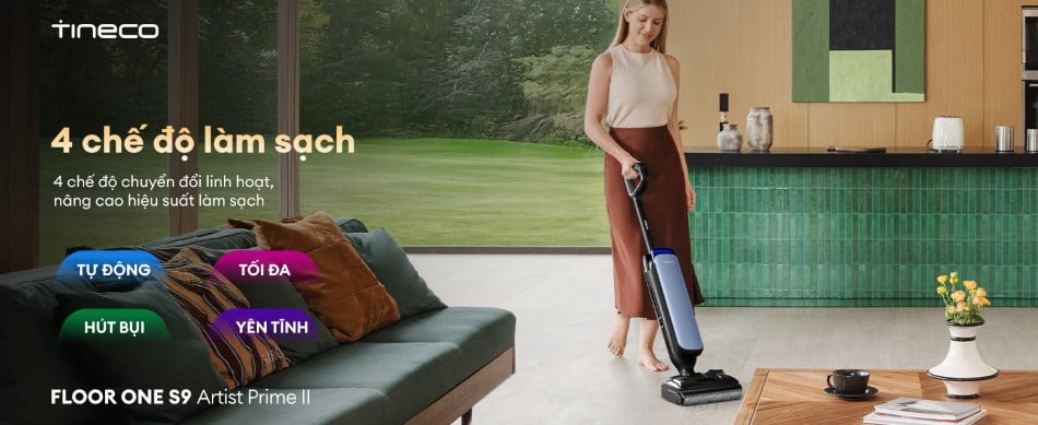 Tineco Floor One S9 Artist Prime II được thiết kế nhằm đơn giản hóa tối đa quy trình dọn dẹp hàng ngày