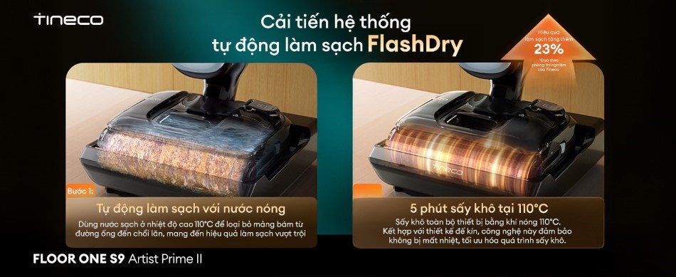Tineco Floor One S9 Artist Prime 2 - Máy hút bụi lau sàn khô ướt