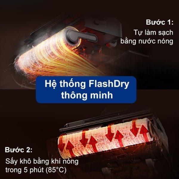 Máy lau sàn khô ướt Tineco S6 Stretch Extreme trang bị hệ thống tự động làm sạch FlashDry
