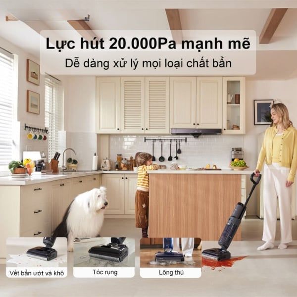 Máy hút bụi lau sàn khô ướt Tineco FLOOR ONE S6 Stretch Extreme lực hút 20.000Pa mạnh mẽ