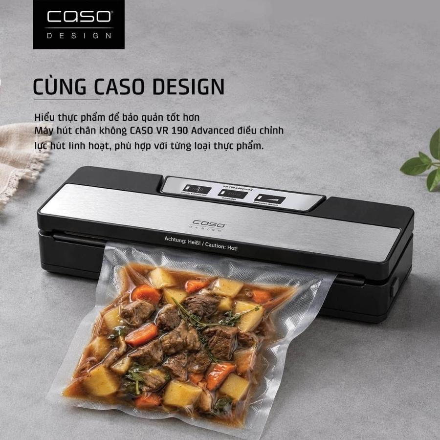 Máy hút chân không Caso VR 190 Advanced Thiết kế sang trọng, vận hành đơn giản