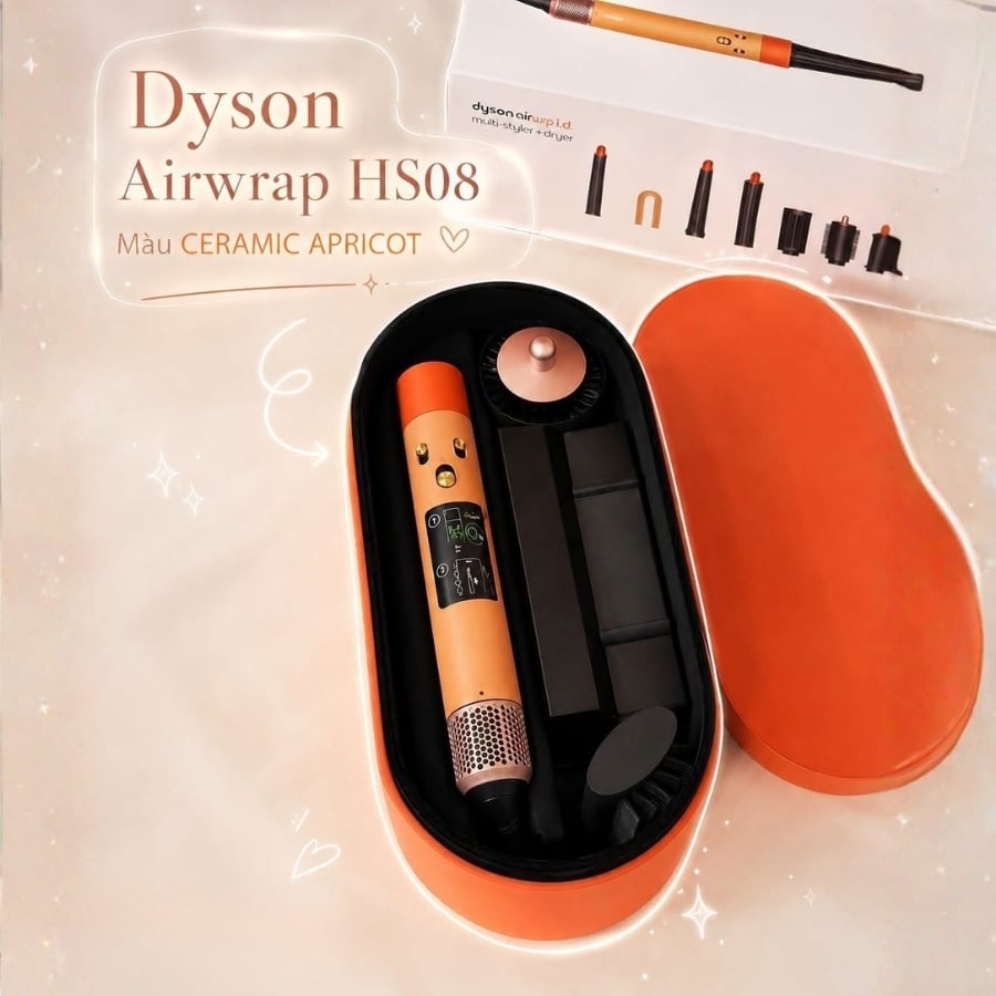 Máy tạo kiểu tóc Dyson Airwrap iD HS08 - Ceramic Apricot Model 2026 - Tạo kiểu tóc xoăn hoàn hảo.